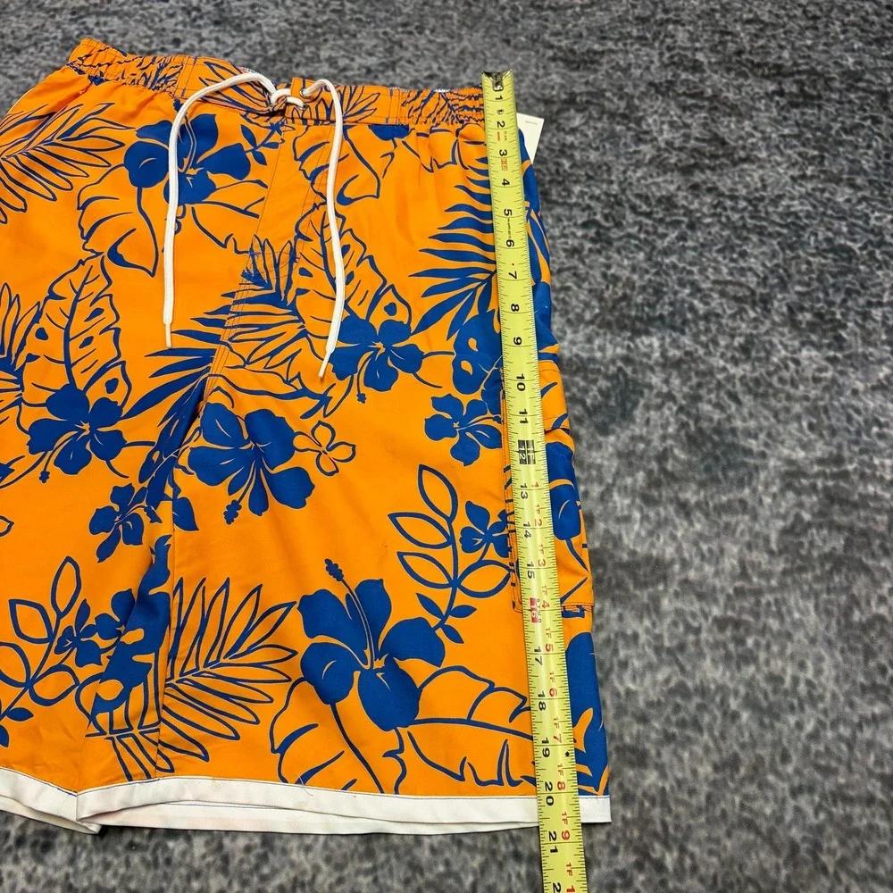 NWT VTG Polo Ralph Lauren Board Shorts Youth Medium Orange Blue Tropical Flora